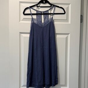 Elegant Blue Lace Trim Nightgown